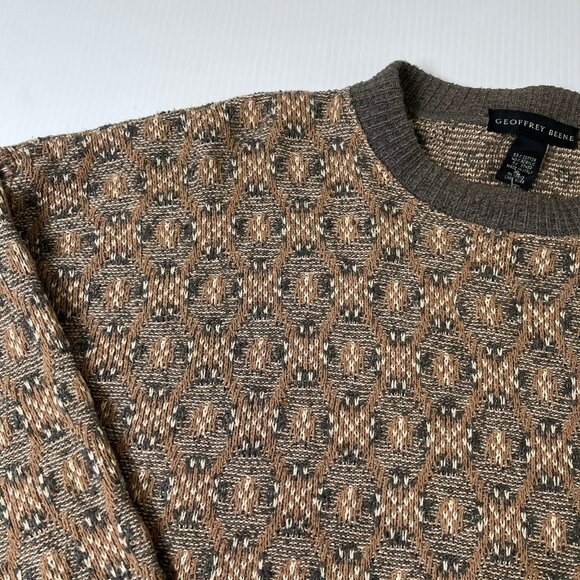 Vintage Geoffrey Beene Pattern Knit Sweater XL - Picture 3 of 6
